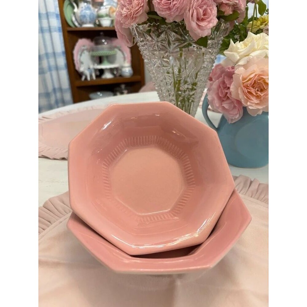 Vintage Pink Independence Ironstone Bowls